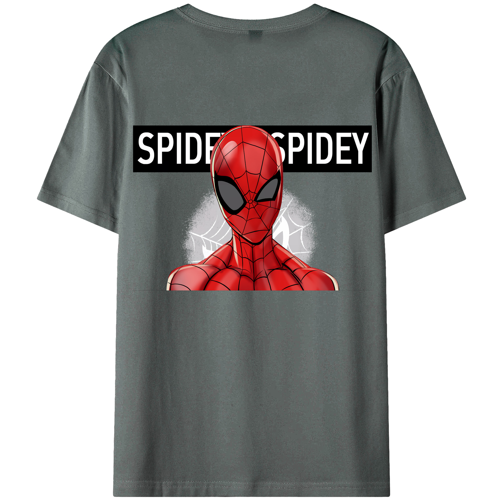 （画像用） Spider Man スパイダーマン 綿100％ メンズ半袖Tシャツ（バックプリント） 通気性